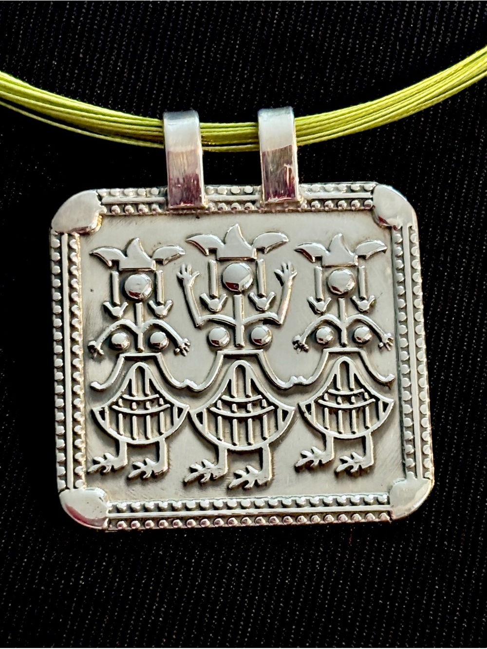 Esperanza Large 925 Silver Pendant on Multi-Wire 18” Cord Necklace 925 Clasp